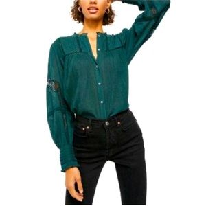 Free People Emma Buttoned Down Shirt Dream Lagoon